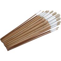 Am-Tech 12pc Round Artist Brushes Long Wood Handle