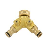 Green Jem Brass Dual Shut Off Hose Connector