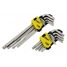 Rolson 18pc Ball Ended Hex Key & Star Tamperproof Bit Set