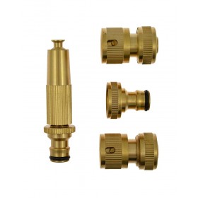 Green Jem 4pc Brass Hose Connector Set